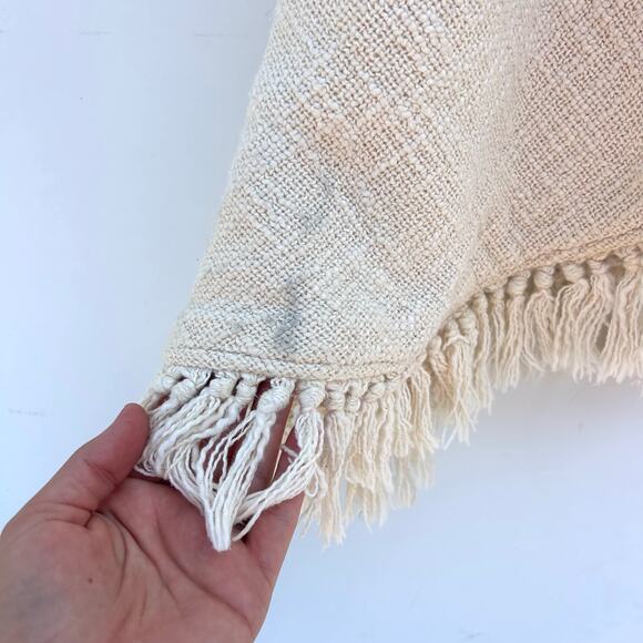 Spell & The Gypsy White River Poncho Knit Fringe Vest Long Cream Cotton M/L - Picture 12 of 12
